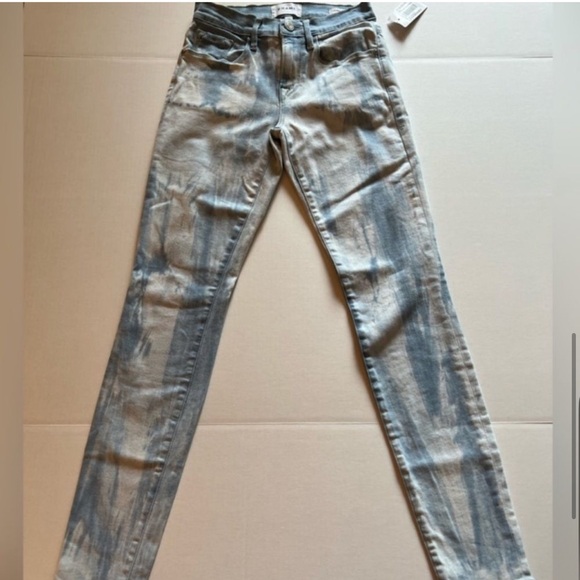 NWT Frame Denim Le Skinny De Jeanne Size 25 Blue and White Mid Rise Denim Jeans - Picture 7 of 16